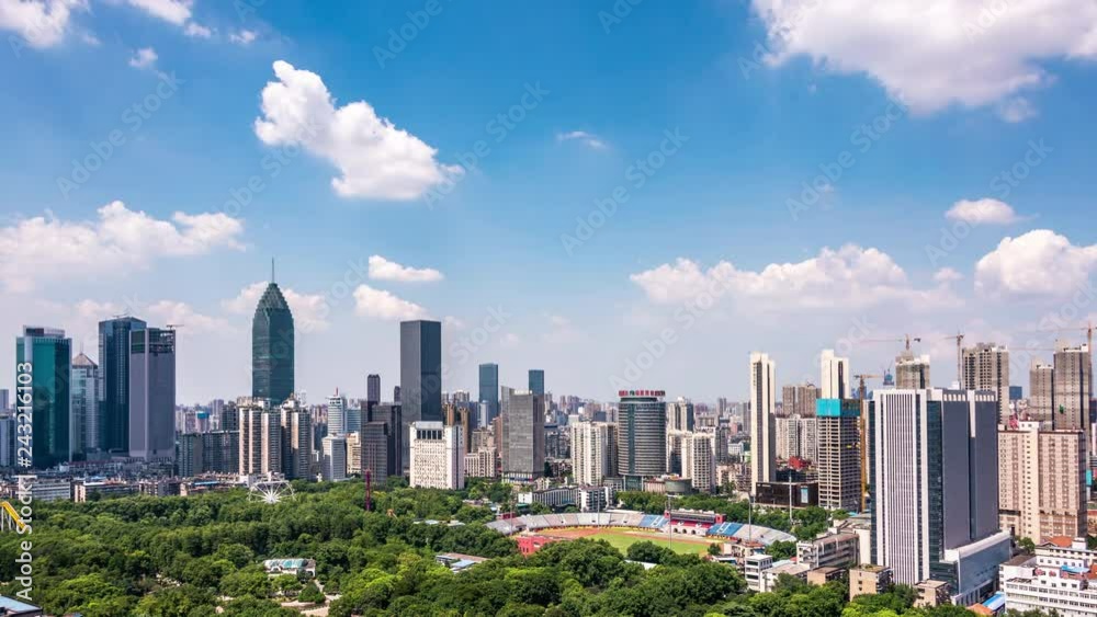Time lapse of aerial view of wuhan city ,China Time lapse of aerial view of wuhan city ,China