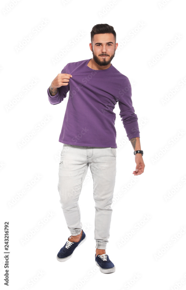 Handsome young man posing on white background Handsome young man posing on white background