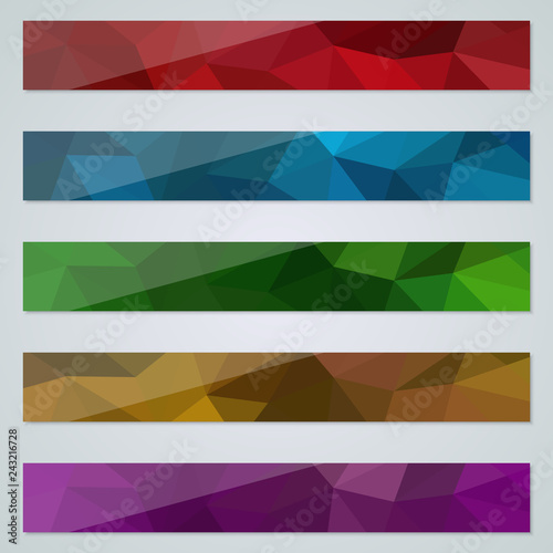 Abstract polygonal colorful web banners vector design collection