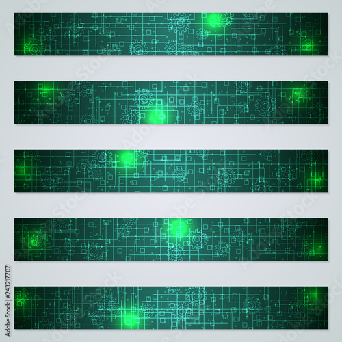 Modern digital technology web banners vector collection