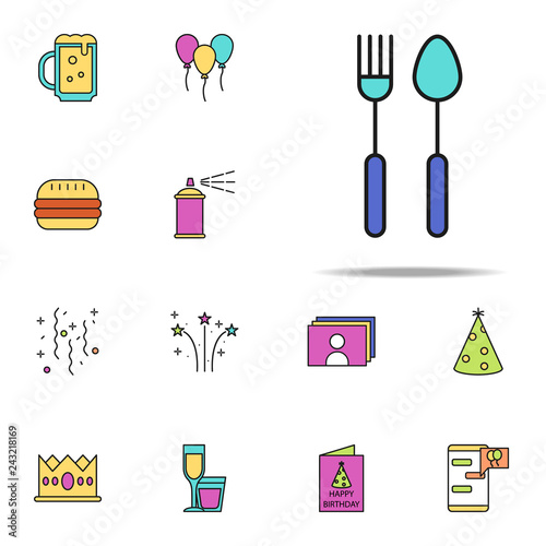 cutlery colored icon. birthday icons universal set for web and mobile