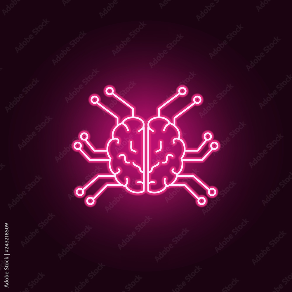 Smart robotic brain icon. Elements of artifical in neon style icons. Simple icon for websites, web design, mobile app, info graphics Smart robotic brain icon. Elements of artifical in neon style icons. Simple icon for websites, web design, mobile app, info graphics