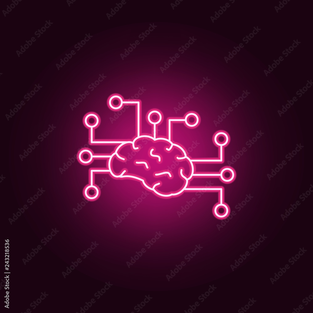 Artificial intelligence  brain icon. Elements of artifical in neon style icons. Simple icon for websites, web design, mobile app, info graphics