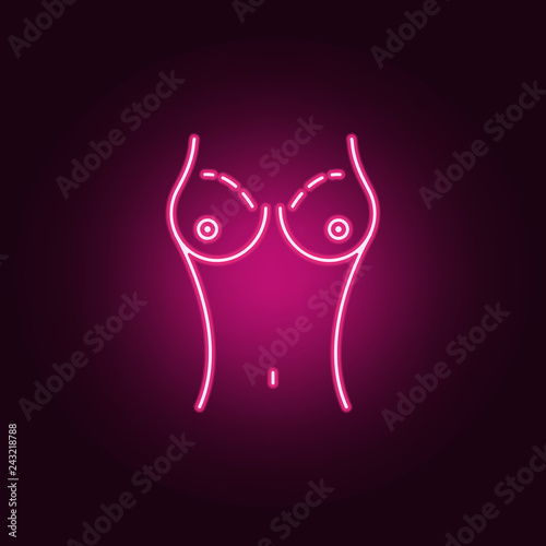 Breast enlarge, augment woman icon. Elements of anti agies in neon style icons. Simple icon for websites, web design, mobile app, info graphics