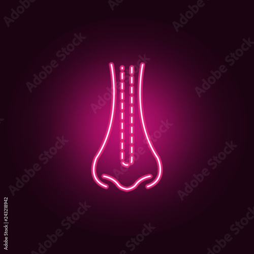 Nose esthetic surgery icon. Elements of anti agies in neon style icons. Simple icon for websites, web design, mobile app, info graphics