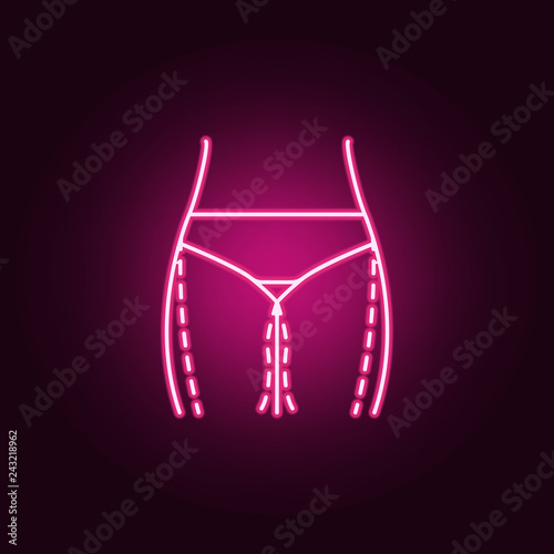 Beauty, cellulite leg thin icon. Elements of anti agies in neon style icons. Simple icon for websites, web design, mobile app, info graphics