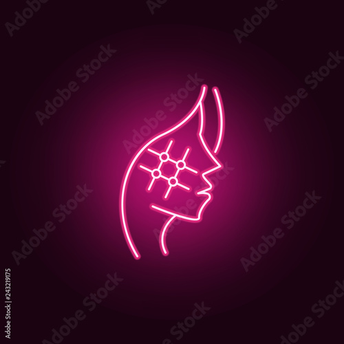 Face marking anti aging icon. Elements of anti agies in neon style icons. Simple icon for websites, web design, mobile app, info graphics