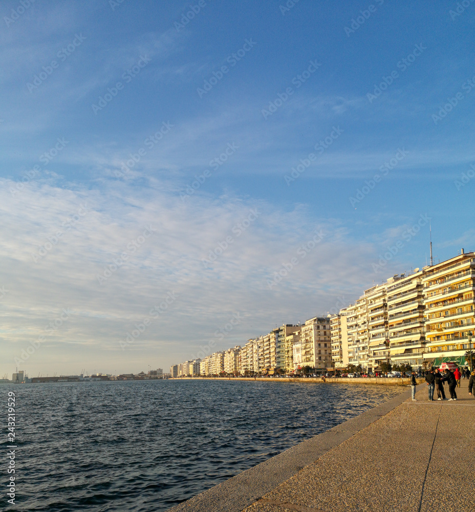 the port of thessaloniki,people walking and have nice time