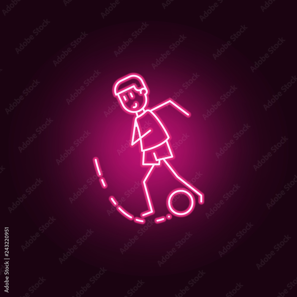 soccer player with ball icon. Elements of Soccer in action in neon style icons. Simple icon for websites, web design, mobile app, info graphics soccer player with ball icon. Elements of Soccer in action in neon style icons. Simple icon for websites, web design, mobile app, info graphics