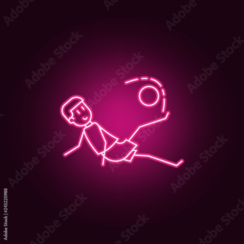 kick kicker icon. Elements of Soccer in action in neon style icons. Simple icon for websites, web design, mobile app, info graphics