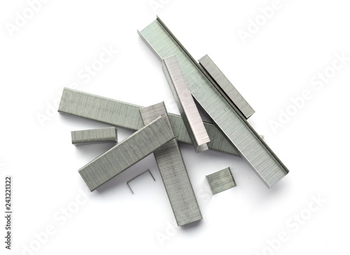 Pile of metal steel staples photo