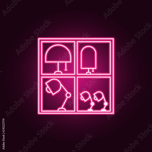 showcase with nightlights outline icon. Elements of Mall Shopping center in neon style icons. Simple icon for websites, web design, mobile app, info graphics