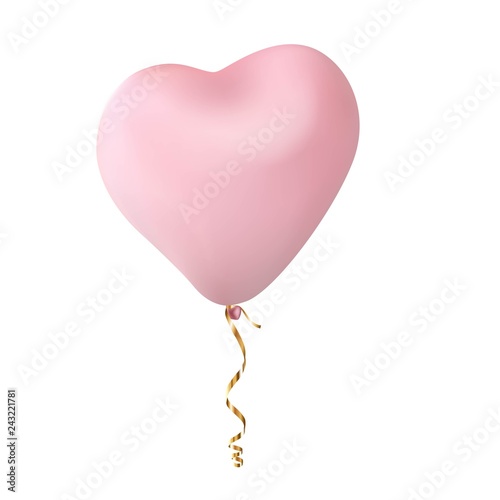 pink heart shaped ball gold thread on white 