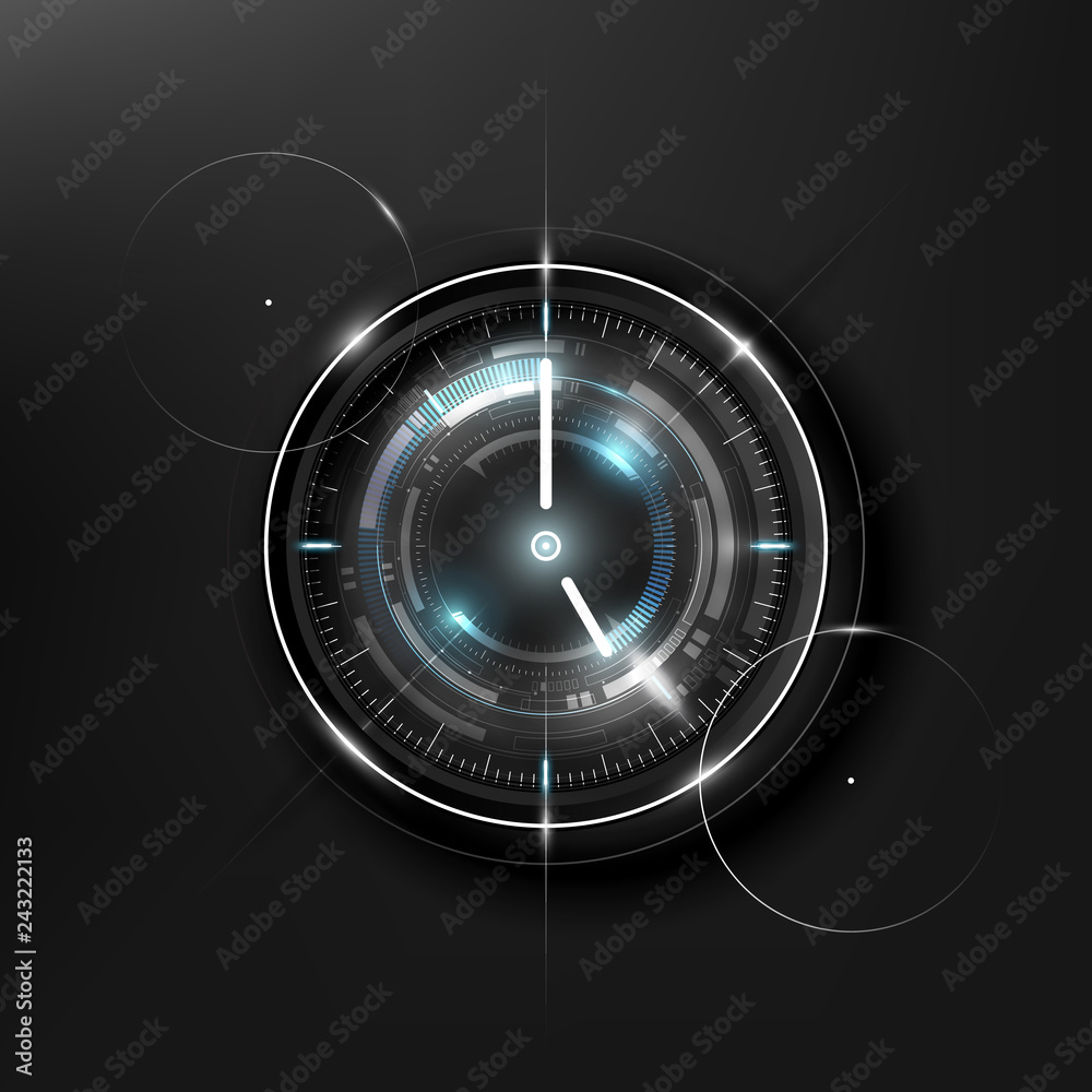 Abstract Futuristic Technology Background with Clock concept and Time ...