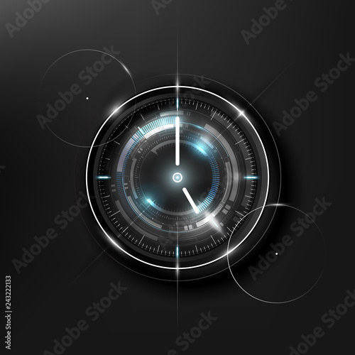 Abstract Futuristic Technology Background with Clock concept and Time Machine, vector illustration