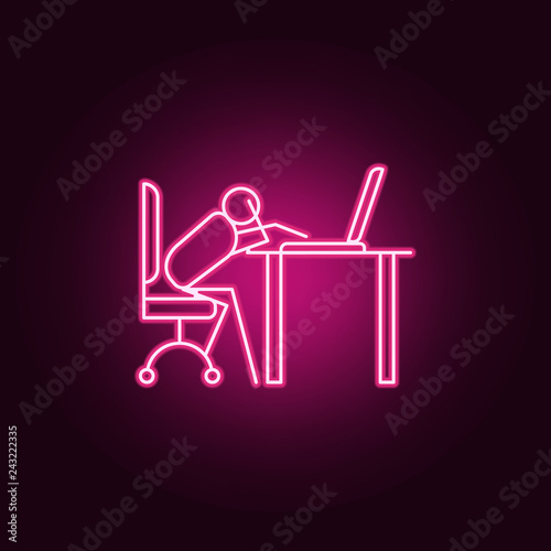 do not work at work outline icon. Elements of Lazy in neon style icons. Simple icon for websites, web design, mobile app, info graphics