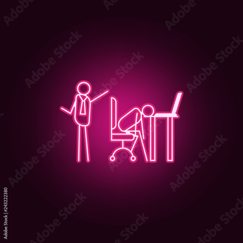 lay off lazy person outline icon. Elements of Lazy in neon style icons. Simple icon for websites, web design, mobile app, info graphics
