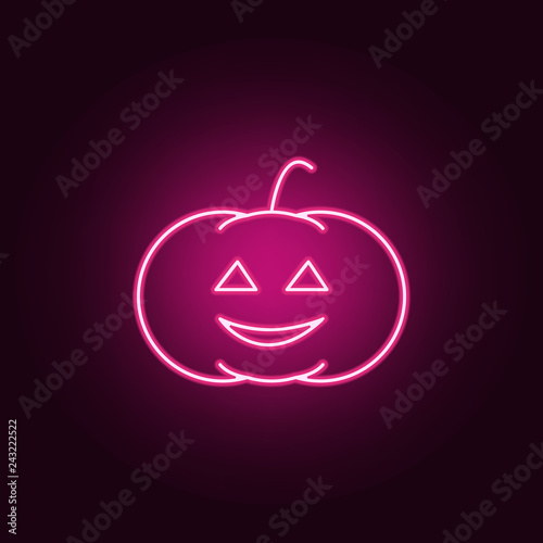 Carved Halloween pumpkin icon. Elements of Halloween in neon style icons. Simple icon for websites, web design, mobile app, info graphics