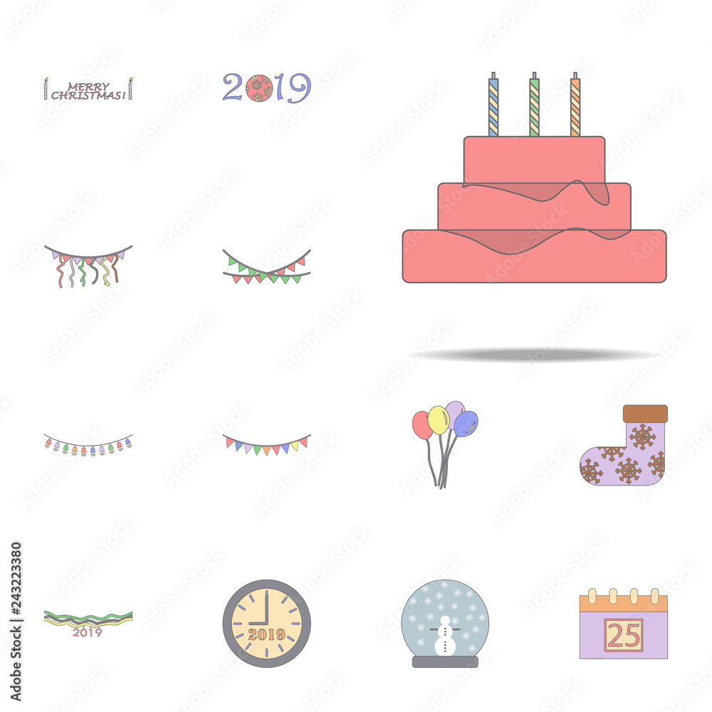 Naklejka premium Christmas cake colored icon. Christmas holiday icons universal set for web and mobile