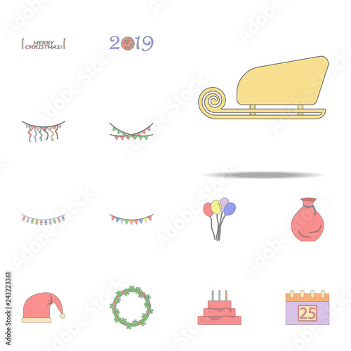 Santa Claus sleigh colored icon. Christmas holiday icons universal set for web and mobile © rashadaliyev