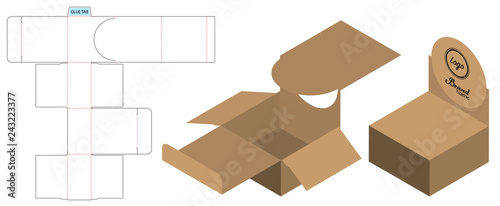 Box packaging die cut template design. 3d mock-up