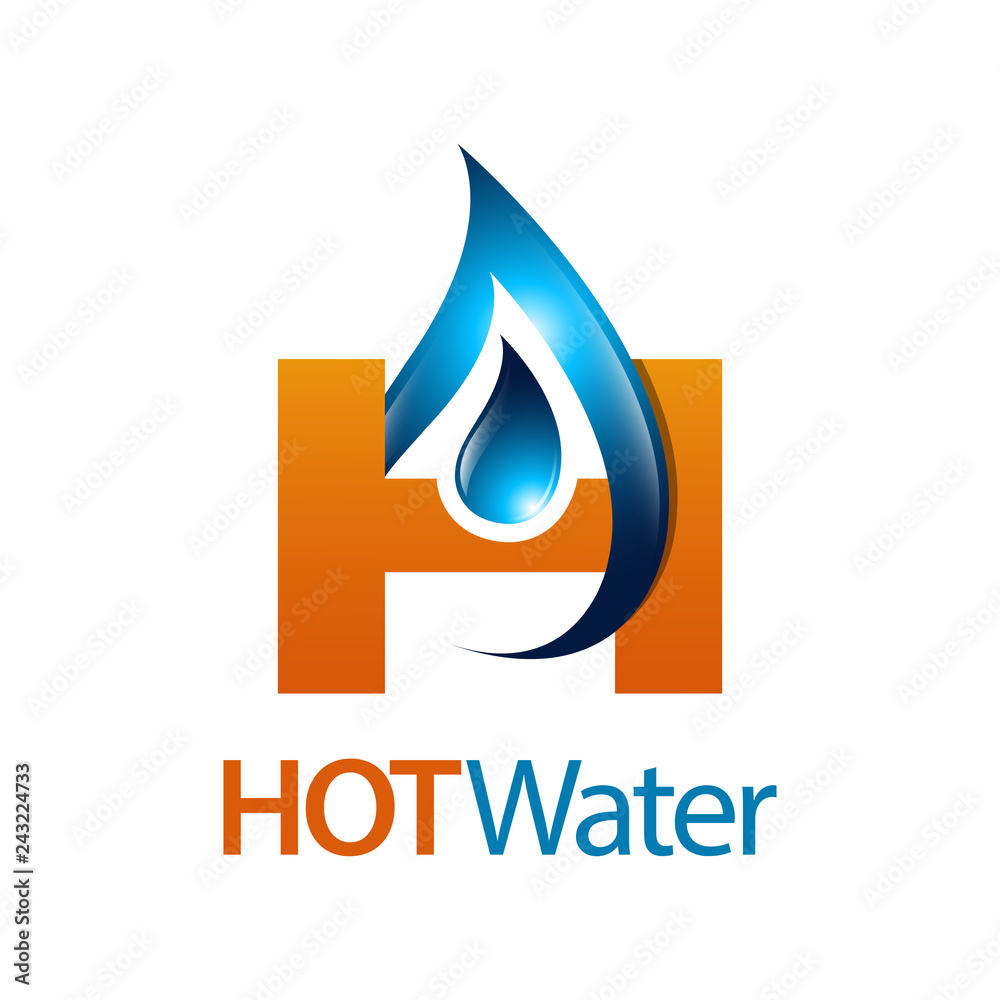 Hot water drop initial letter H logo concept design. Symbol graphic template element Hot water drop initial letter H logo concept design. Symbol graphic template element