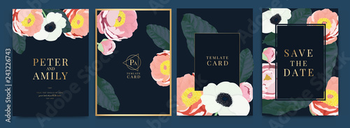 Wedding Invitation, floral invite thank you, rsvp modern card Design in Flower with leaf greenery  branches decorative Vector elegant rustic template