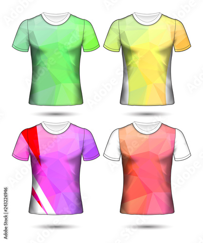  t-shirt templates abstract geometric collection of different colors polygonal mosaic