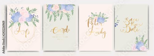 Wedding Invitation, floral invite thank you, rsvp modern card Design in Flower with leaf greenery  branches decorative Vector elegant rustic template
