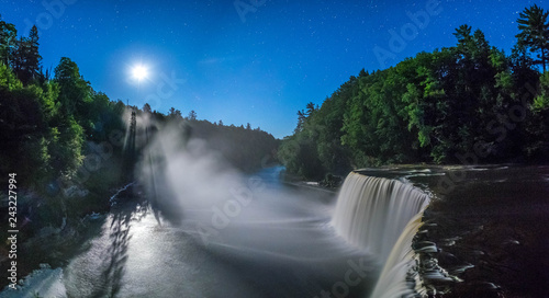Moonlight Illuminates Mist from Tahquamenon Falls, Michigan