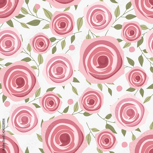 Floral vector artwork for apparel and fashion fabrics, Rose flowers wreath ivy style with branch and leaves. Seamless patterns background.