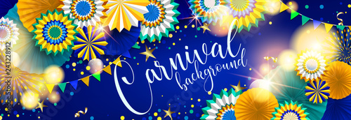 Bright carnaval background with paper fans