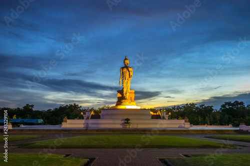 Buddha statue and twilight sky  at Phutthamonthon  Buddhist Park in Nakhon Pathom Province  Thailand.