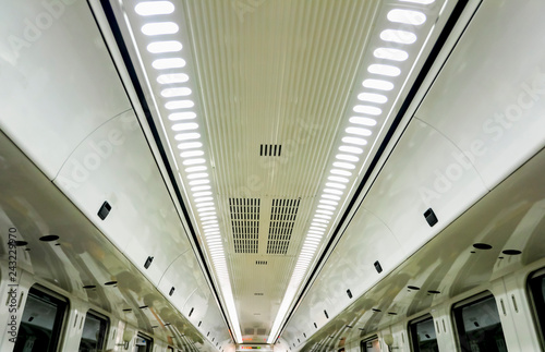 Ceilings and lights of high speed train