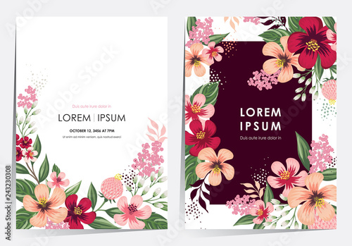  Vector illustration of a floral frame in spring for Wedding, anniversary, birthday and party. Design for banner, poster, card, invitation and scrapbook 