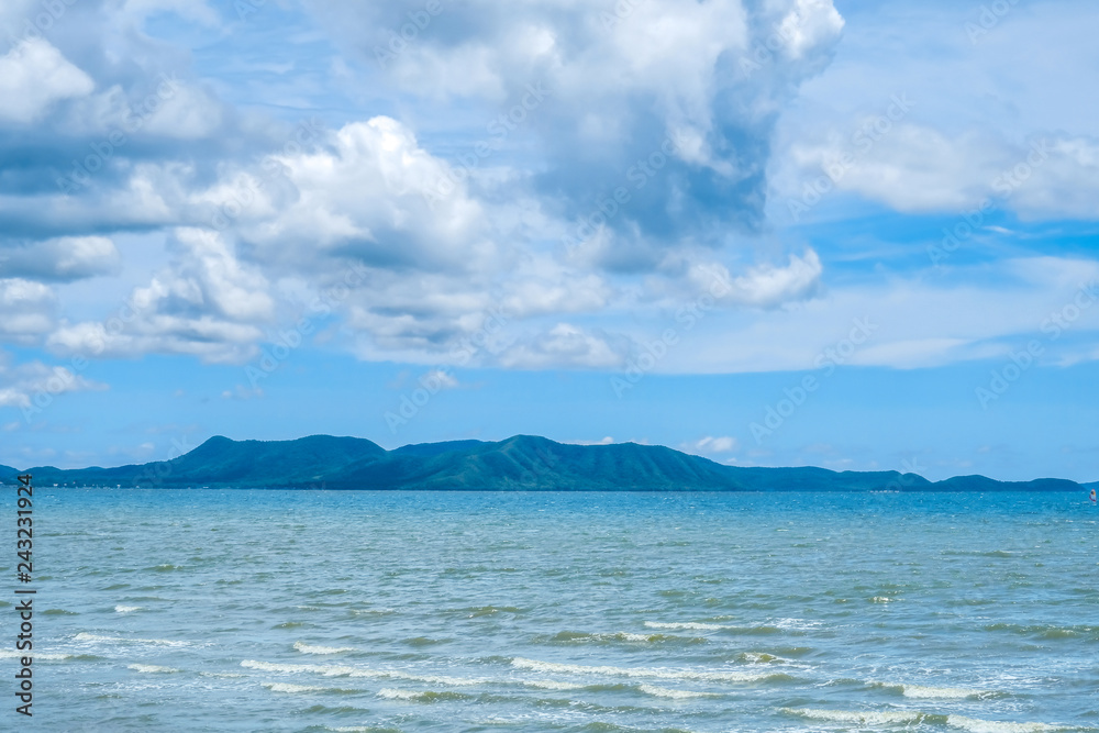 Pattaya sea with bright sky and mountains Suitable for summer travel. Pattaya sea with bright sky and mountains Suitable for summer travel.