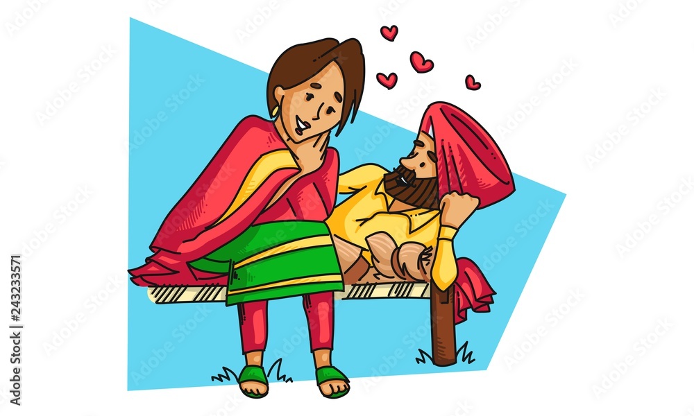 Vector cartoon illustration of a punjabi sardar couple having a romantic conversation . Isolated on white background. Stock Vector | Adobe Stock Vector cartoon illustration of a punjabi sardar couple having a romantic conversation . Isolated on white background. Stock Vector | Adobe Stock