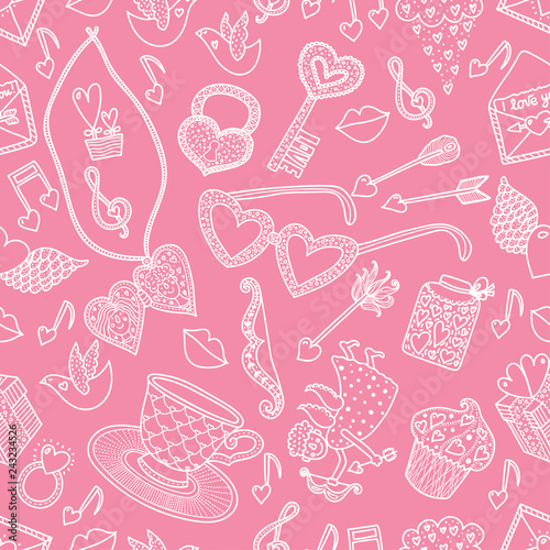 Cute pink seamless pattern for Valentine's day.