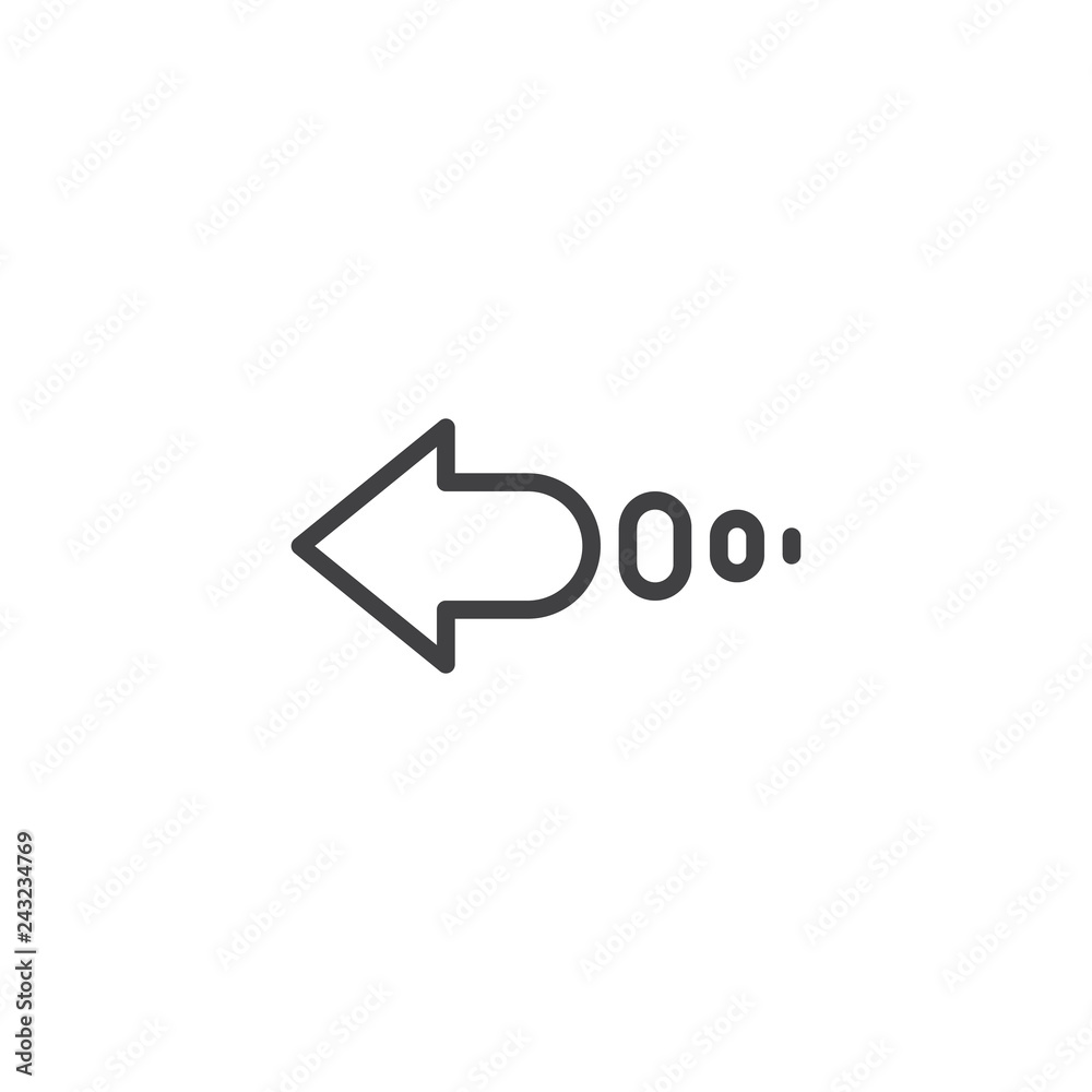 Backward arrow line icon. linear style sign for mobile concept and web design. Left direction arrow outline vector icon. Symbol, logo illustration. Pixel perfect vector graphics