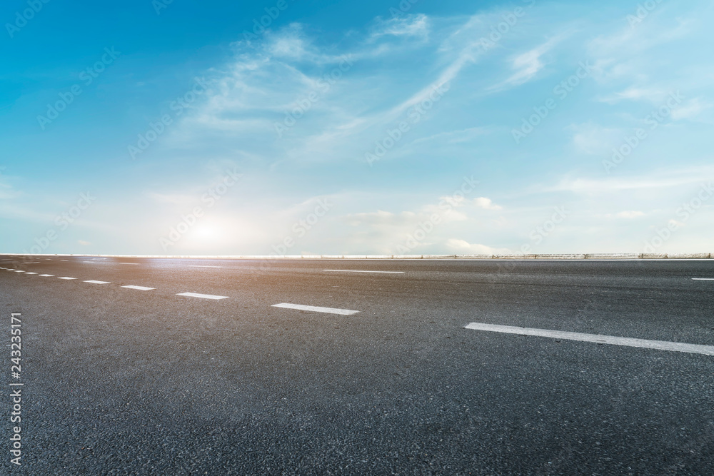 Fototapeta premium Sky Highway Asphalt Road and beautiful sky sunset scenery