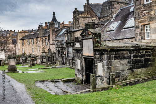 tombs at the back of houses in central Edinburgh