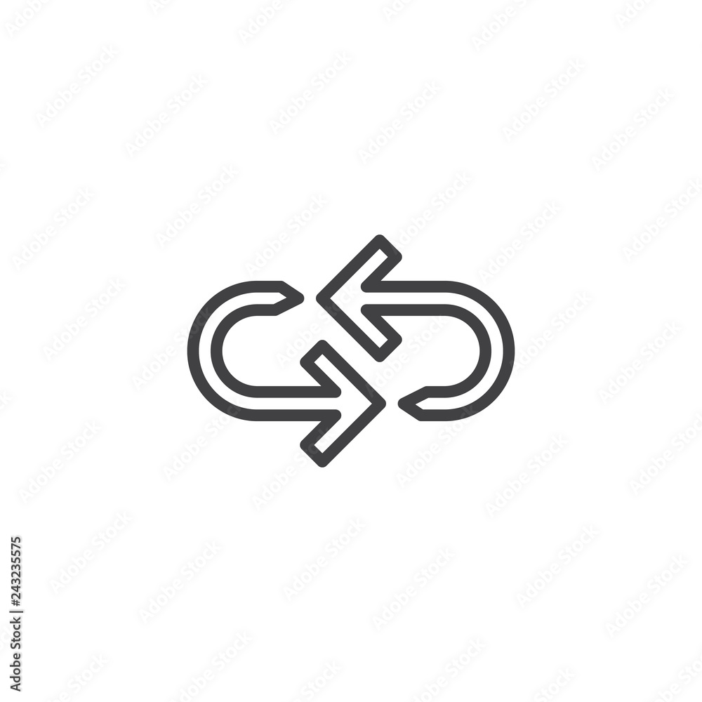 Circular arrows line icon. linear style sign for mobile concept and web design. Two circular arrows outline vector icon. Symbol, logo illustration. Pixel perfect vector graphics Circular arrows line icon. linear style sign for mobile concept and web design. Two circular arrows outline vector icon. Symbol, logo illustration. Pixel perfect vector graphics