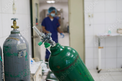 Oxygen tanks in the hospital photo