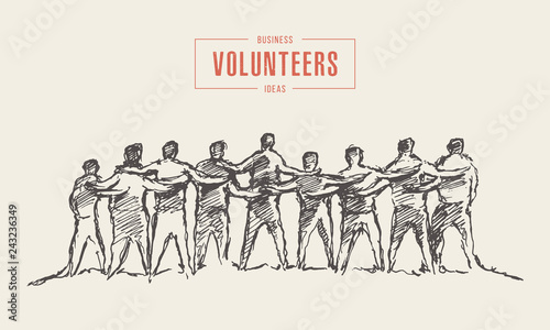 People hands spirit together volunteers men vector