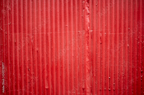 Red corrugated metal zinc wall