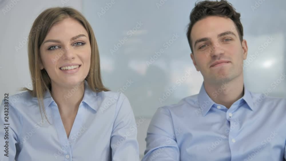 Online Video Chat by Young Business Colleagues Online Video Chat by Young Business Colleagues