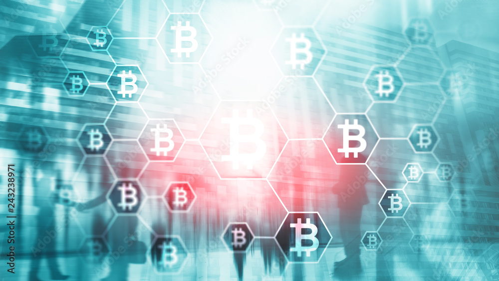 Businessman in blockchain cryptocurrency concept. Mixed media. Businessman in blockchain cryptocurrency concept. Mixed media.