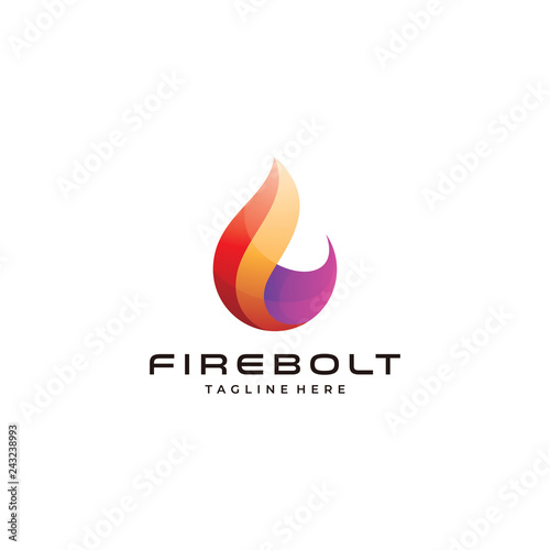 Abstract modern fire flame logo icon vector with gradient overlapping color style