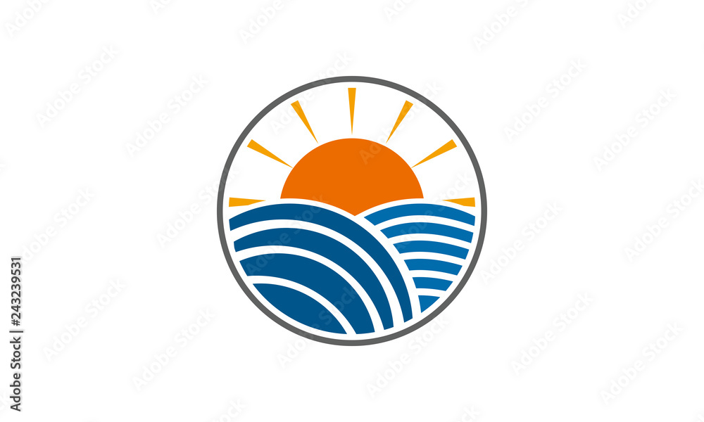 sun and water vector logo