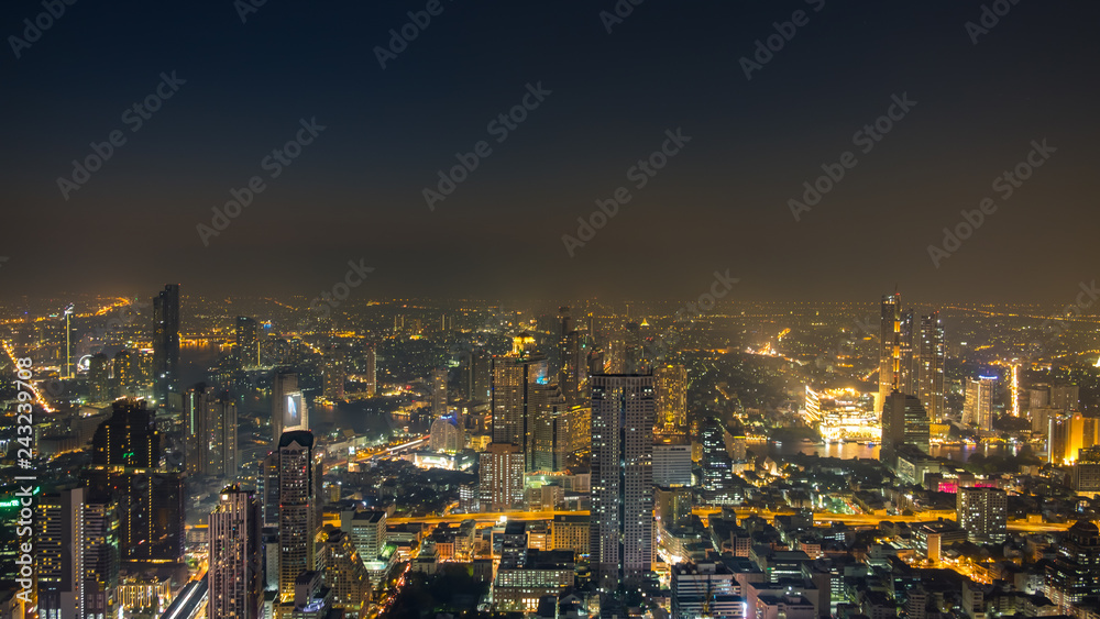Night cityscape business city building with skyline